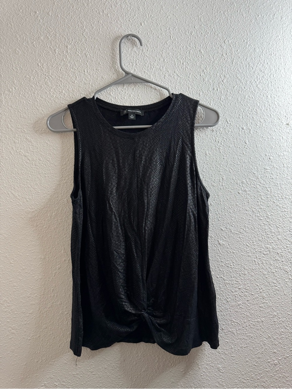 INC International Concepts Black Sleeveless Twist-Front Tank